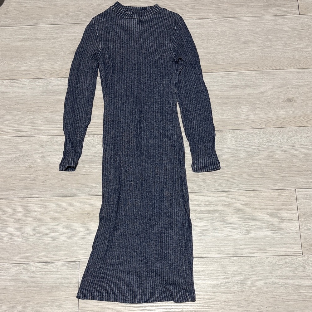 H&M Dark Blue Long Sleeve Knit Dress